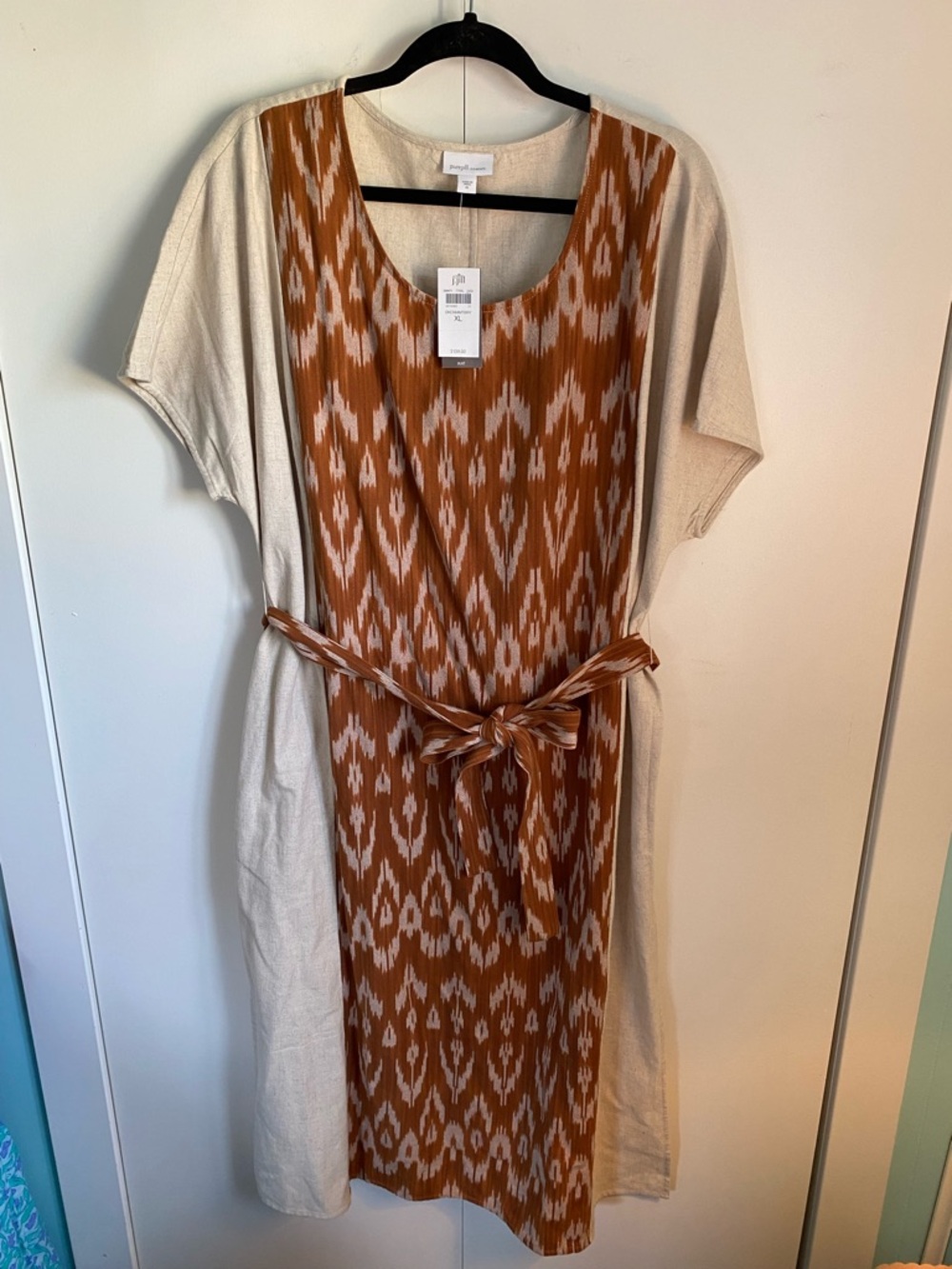 NWT Pure Jill Elements ikat Cotton + Linen Dress